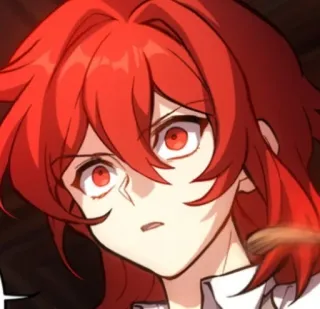 🌟 Diluc Genshin Impact diluc, genshin impact, anime, rambut merah, karakter video game whatsapp sticker