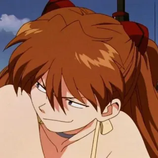 😏 Asuka Langley Soryu Neon Genesis Evangelion アニメ, カートゥーン, ジンジャー, ニヤリ, いたずら telegram sticker