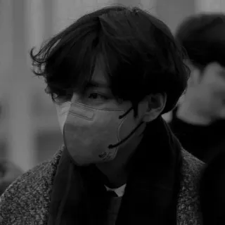 🔔 person, mask, scarf, portrait, black and white, asian, celebrity telegram sticker