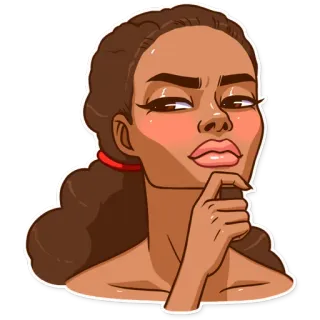 👀 woman, thinking, pondering, expression, portrait, cartoon telegram sticker