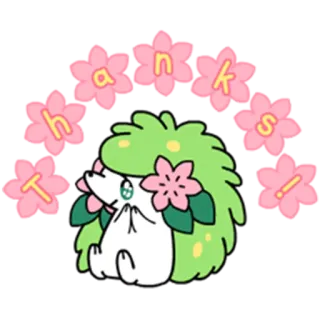 😊 Shaymin Pokemon Thanks! pokemon, shaymin, fiore, gratitudine, grazie, carino telegram sticker
