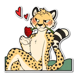 😘 치타, 동물, 장미, 사랑, 만화, 동물 telegram sticker
