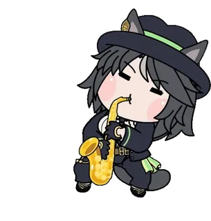 🎷 saxophone, music, chibi, animal ears, cartoon whatsapp sticker