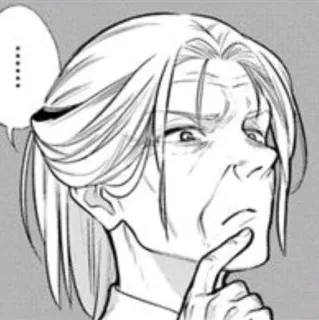 🤔 ...... pensando, preocupado, mangá, atencioso, idoso, confuso telegram sticker