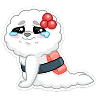 😢 тюлень, милый, плачущий, грустный, каваий, мультфильм, суши telegram sticker