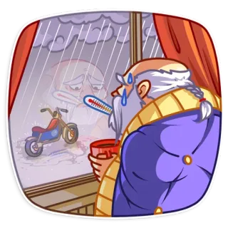🤒 malato, triste, moto, pioggia, termometro, finestra whatsapp sticker