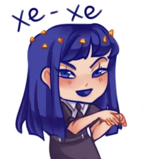 😙 xe-xe Anime, Cartoon, Chibi, Blauw haar, Leuk telegram sticker