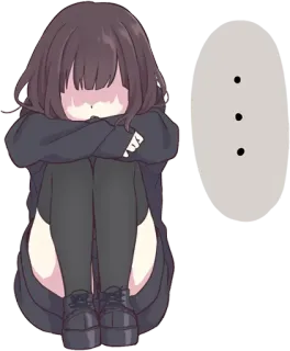 😠 Аниме, Грустно, Девушка, Мультфильм, Сидит, Иллюстрация telegram sticker