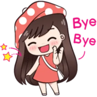 👋 Bye Bye 만화, 소녀, 흔들기, 안녕, 귀여운, 애니메이션 whatsapp sticker
