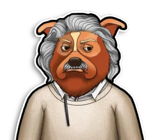 🧑‍🏫 dog, anthropomorphic, cartoon, scientist, mustache, professor telegram sticker