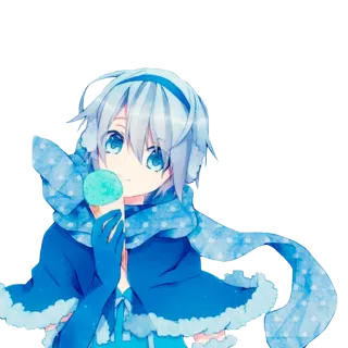 🍦 anime, ice cream, blue, cute, scarf, boy, manga telegram sticker