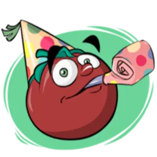 🎉 tomat, pesta, perayaan, makanan, kartun whatsapp sticker