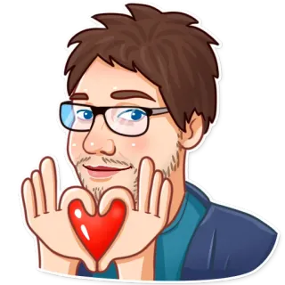 ❤️ ผู้ชาย, หัวใจ, ความรัก, แว่นตา, น่ารัก, การ์ตูน telegram sticker