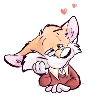 💕 fuchs, cartoon, tier, liebe, herzen, süß, kawaii telegram sticker