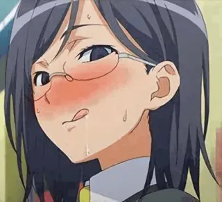 😏 Anime, Anak sekolah, Kacamata, Blush, Keringat, Lidah, Gadis, Lucu telegram sticker