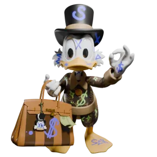 🤩 Scrooge McDuck Sknerus McKwacz, pieniądze, bogaty, kaczor, postać z kreskówki, Disney, bogactwo whatsapp sticker