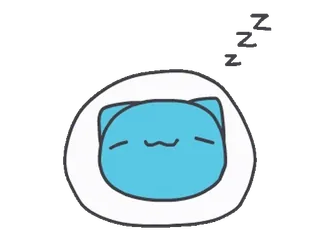 😴 Katze, schlafend, Cartoon, blau, süß, verschlafen whatsapp sticker