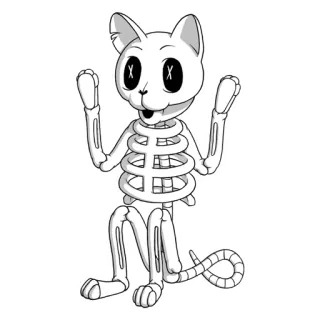 😮 chat, squelette, animal, halloween, effrayant, mignon, os whatsapp sticker