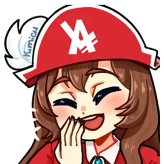 😄 garota anime, feliz, rindo, fofo, desenho animado, chapéu vermelho whatsapp sticker
