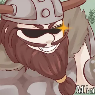 🦄 Min viking, helmet, beard, character telegram sticker