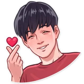 ❤️ mężczyzna, miłość, serce z palców, słodki, czerwone serce, K-pop whatsapp sticker