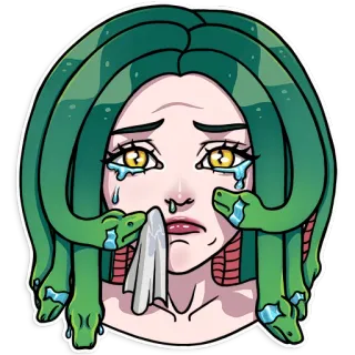 😭 Medusa Medusa, Griechische Mythologie, Schlangenhaare, Weinen, Tränen telegram sticker