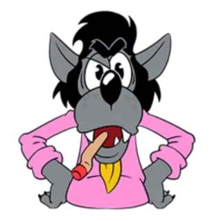 😠 Cartone animato, Lupo, Animale, Personaggio, Vintage, Divertente telegram sticker