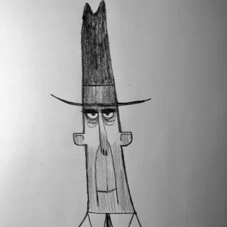 🙂 cartoon, character, drawing, hat, man, sketch whatsapp sticker