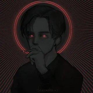 🚬 курение, сигарета, искусство, темный, красные глаза, портрет telegram sticker