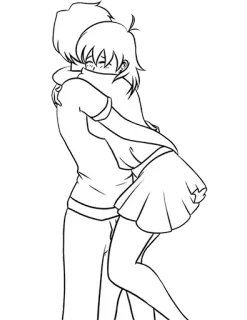 🈯 Anime, Umarmung, Paar, Liebe, Umarmen telegram sticker