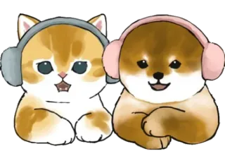 🎧 kucing, anjing, headphone, binatang, imut, kawaii telegram sticker