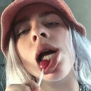 🌊 Billie Eilish Billie Eilish, muzyk, gwiazda pop, piosenkarka, celebrytka, lizak telegram sticker
