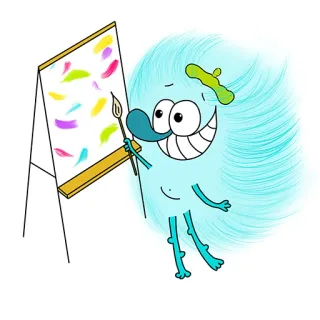 👩‍🎨 hoạt hình, họa sĩ, tranh vẽ, nghệ thuật, bản vẽ, kỳ quái whatsapp sticker