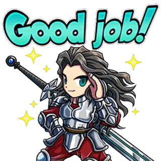 👬 Good job! làm tốt lắm, chúc mừng, fantasy, nhân vật, kiếm, áo giáp, nhãn dán, hoạt hình telegram sticker