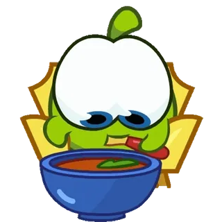 🍜 Om Nom Cut the Rope Om Nom, Cut the Rope, hoạt hình, trò chơi, kẹo, xanh lá cây telegram sticker