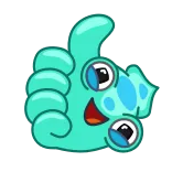 👍 Daumen hoch, Cartoon, Blau, Augen, Fröhlich, Gefällt mir telegram sticker