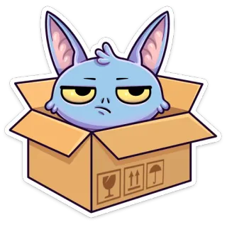 😕 chat, boîte, animal, dessin animé, sticker, drôle, mignon telegram sticker