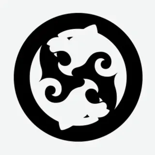 ☯ animal, tiger, symbol, logo, black and white telegram sticker