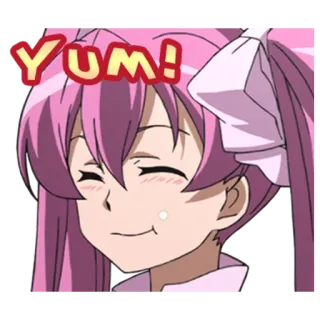 😚 Yum! yum, food, eating, anime, cute, happy, smile telegram sticker