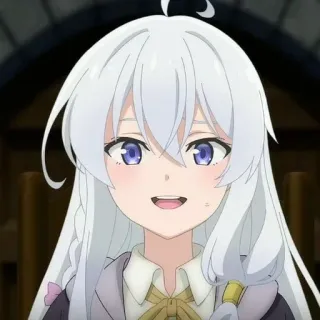 🍃 anime, girl, cute, smiling, white hair, purple eyes telegram sticker