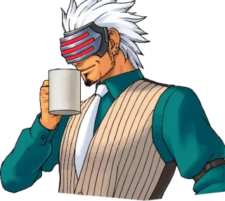 ☕️ Godot Ace Attorney ゲーム, 弁護士, コーヒー, 男, アニメ telegram sticker