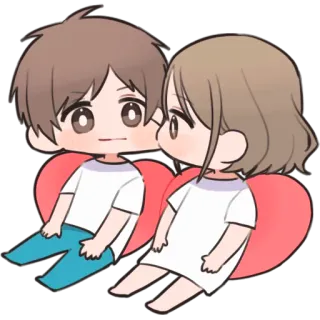 😘 пара, мультфильм, любовь, отношения, мило, сердце, чиби telegram sticker