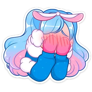 🫣 dziewczyna anime, płacz, smutny, słodki, kreskówka, naklejka, kawaii, pastelowy telegram sticker