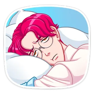 😩 Anime, Manga, Sticker, rote Haare, liegend, verschlafen, Cartoon telegram sticker