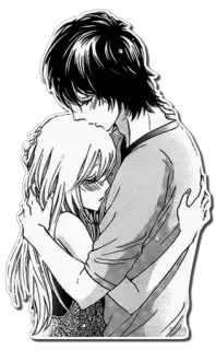 ❤ Anime, Casal, Amor, Mangá, Abraço telegram sticker