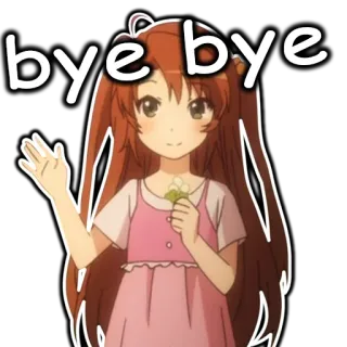 ✋ bye bye anime, gadis, melambai, perpisahan, selamat tinggal, kartun telegram sticker