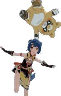 😃 Xiangling Genshin Impact Anime, Postać, Gra wideo, Xiangling, Genshin Impact, słodkie telegram sticker