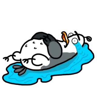 😥 นก, ร้องไห้, เศร้า, การ์ตูน, อารมณ์, นกนางนวล telegram sticker