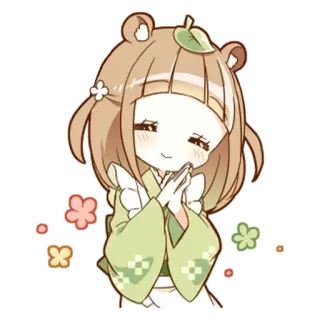 🌟 Anime, Kawaii, Süß, Mädchen, Grün, Bär telegram sticker