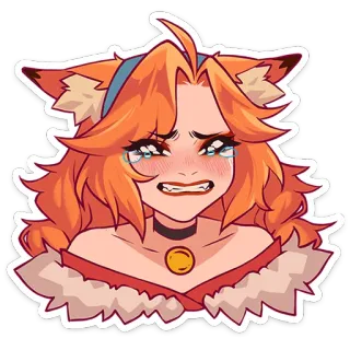 😢 Anime, Catgirl, Furry, Emocional, Chorando, Fofo whatsapp sticker
